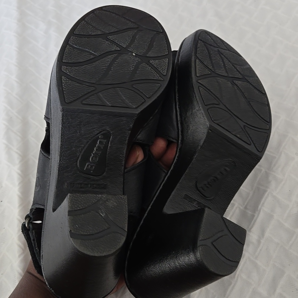 Born Women Black Heeled Open Toe Mule Sandals Summer Comfort Shoes - Picture 7 of 10